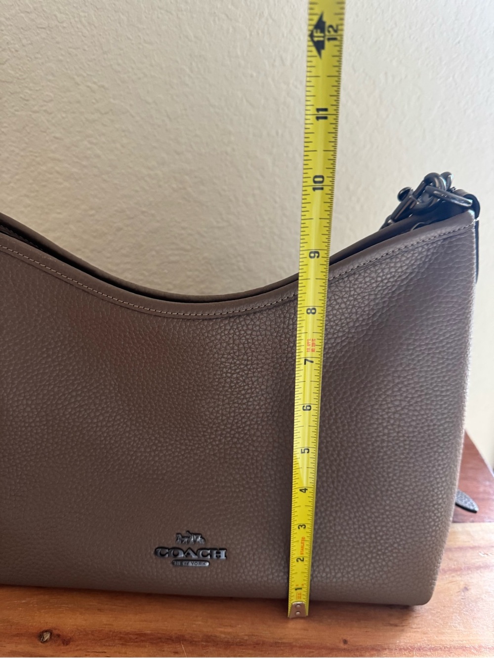Coach Laurel Pebbled Leather Shoulder Bag in Dark Stone with gunmetal hardware - Picture 3 of 12